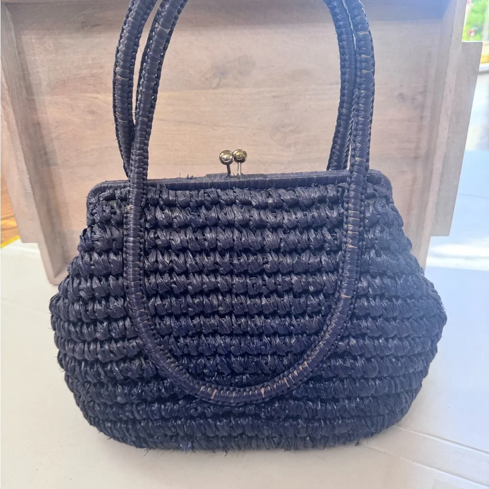 Vintage‎ 1950s 1960s Handbag Purse Cellophane straw made  in Japan